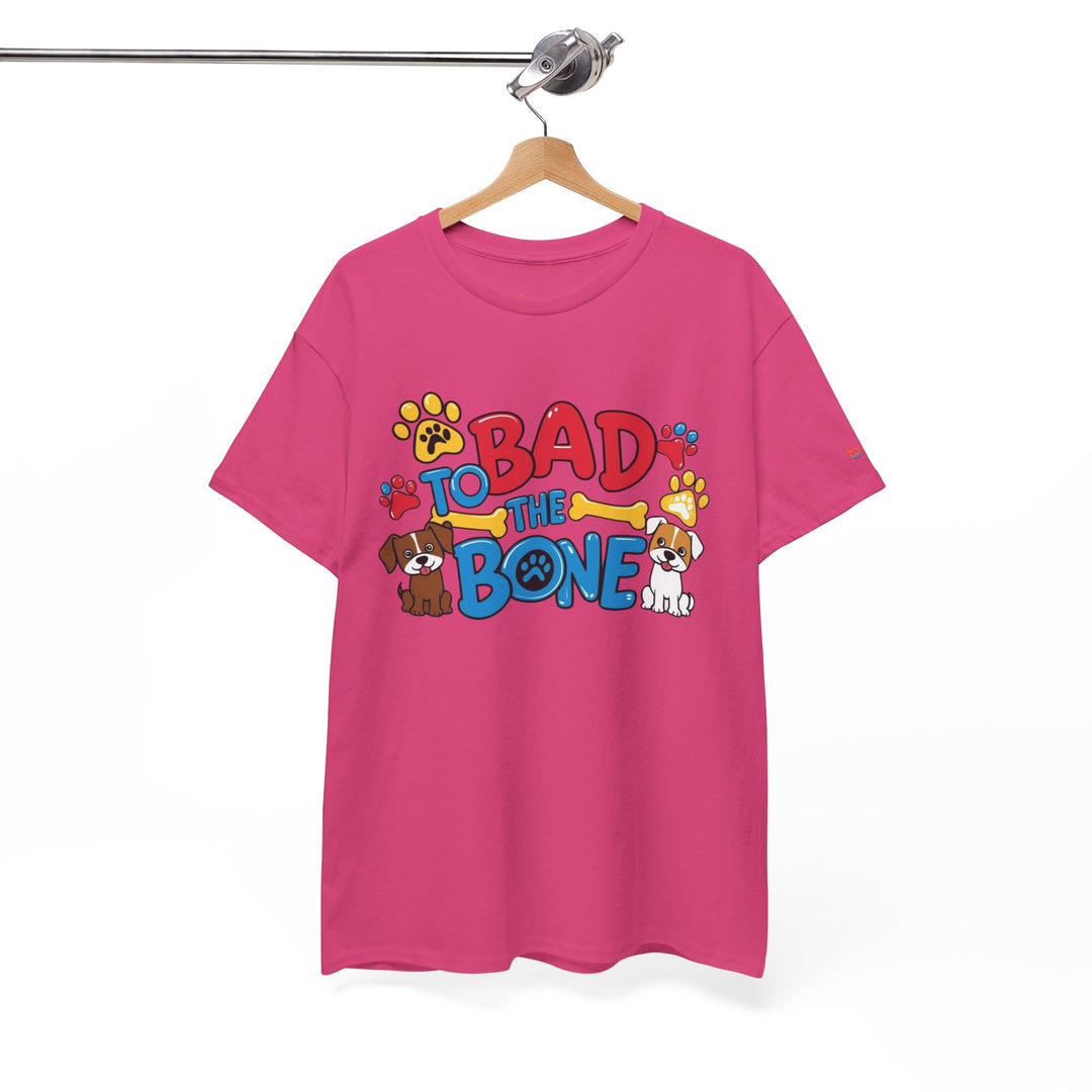 Bad to the Bone Dog Lover T-Shirt - Paw Print Graphic Tee