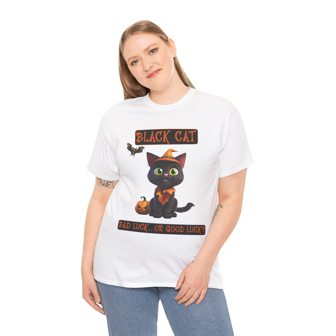 Black Cat, Bad Luck... Or Good Luck? Customized Gildan Unisex Heavy Cotton Tee - brillasTU