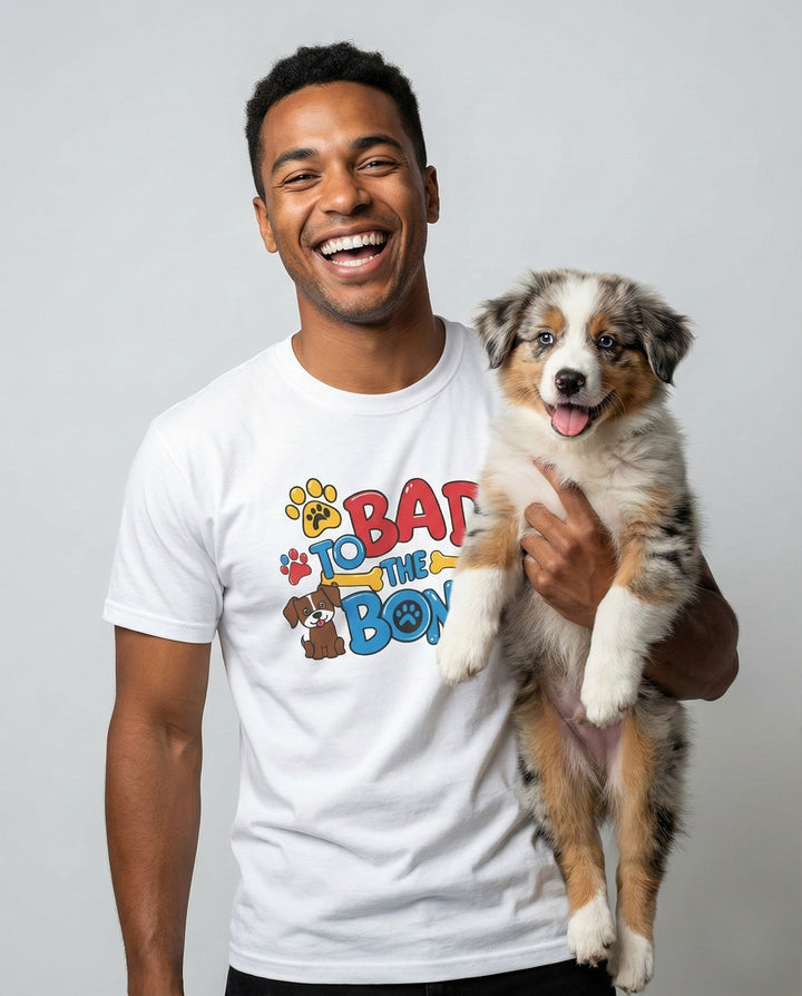 Bad to the Bone Dog Lover T-Shirt - Paw Print Graphic Tee