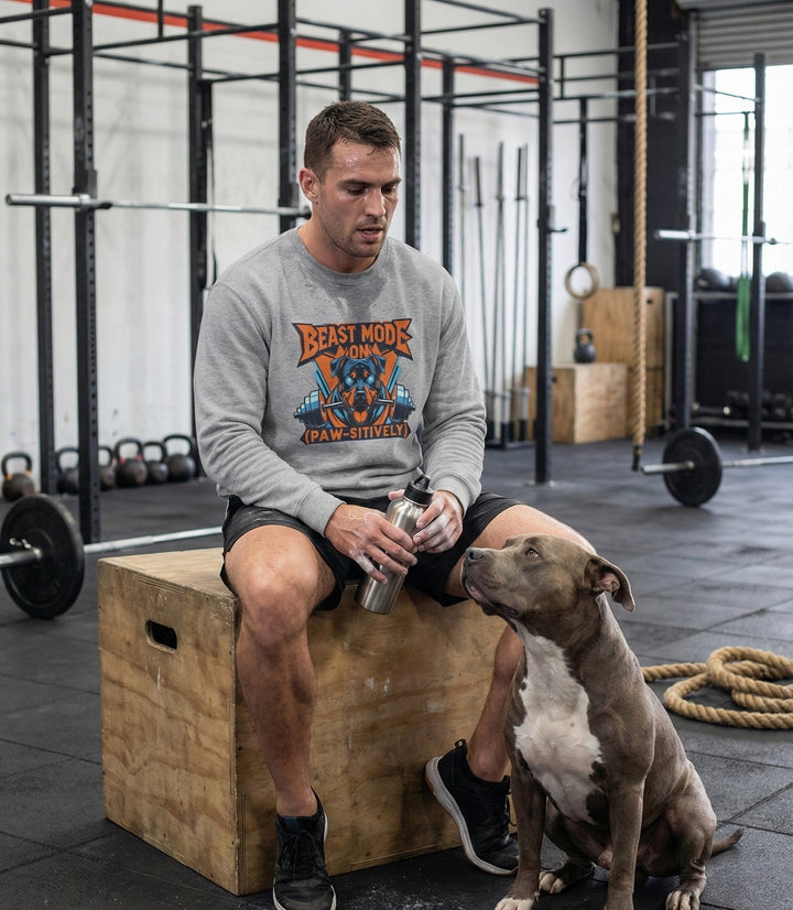 Sudadera unisex Beast Mode, regalo divertido para amantes de las mascotas, sudadera de cuello redondo, ropa acogedora para amantes de los perros, sudadera para amantes de los animales