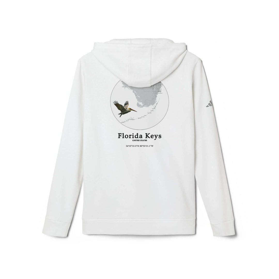 Customized Adidas Unisex Fleece Hoodie - Florida Keys Pelican Customized Adidas Combining comfort with sustainability, this Florida Keys Unisex customized Adidas fleece hoodie redefines cozy cool. Crafted from a blend of 70% BCI cotton and 30% recycled pol