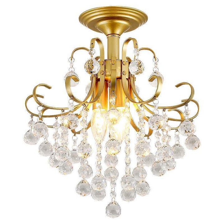 Elegant Gold Crystal Flush Mount Ceiling Light