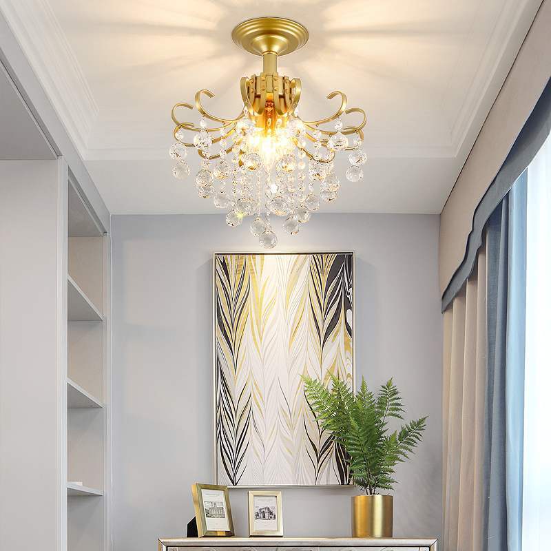 Elegant Gold Crystal Flush Mount Ceiling Light Chandelier 1