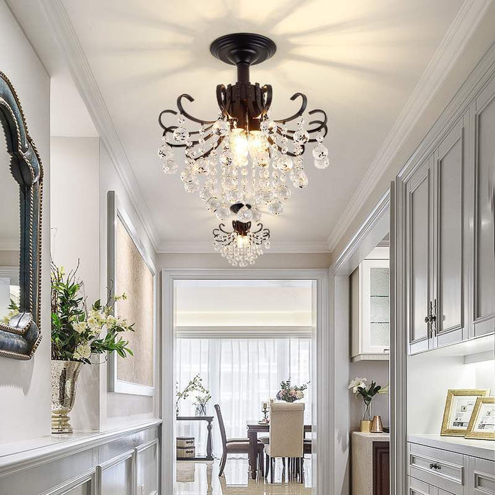 Elegant Gold Crystal Flush Mount Ceiling Light Chandelier 4