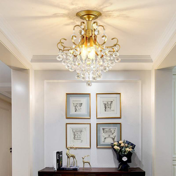 Elegant Gold Crystal Flush Mount Ceiling Light Chandelier 3