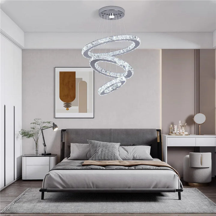 Modern Crystal LED Ring Chandelier | Lustre Ceiling Lamp Deco