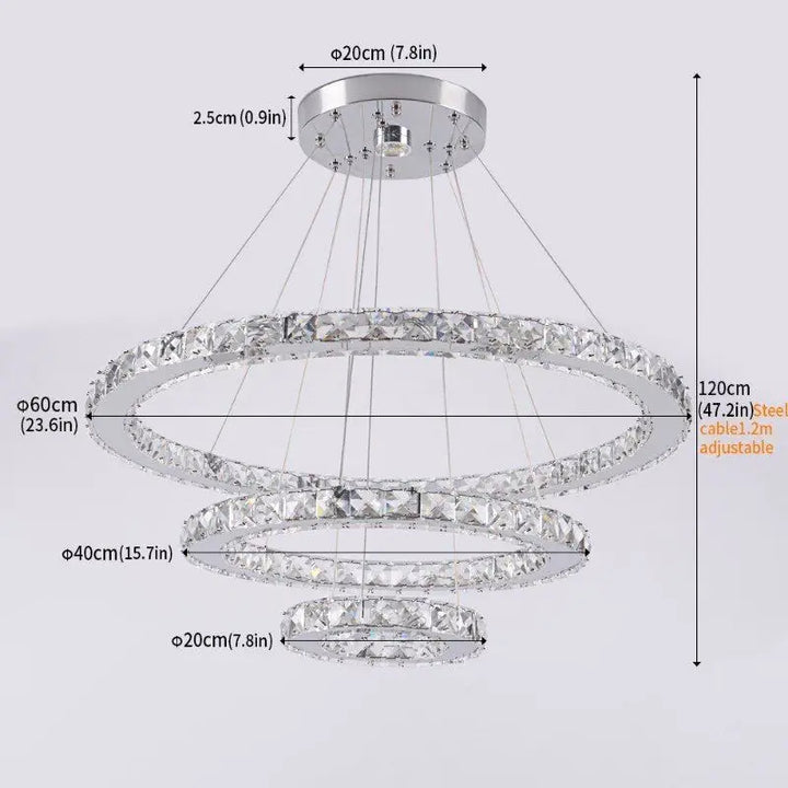Modern Crystal LED Ring Chandelier | Lustre Ceiling Lamp Deco