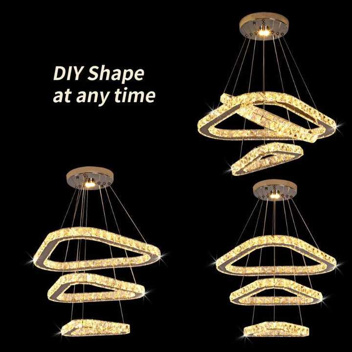 Modern Crystal LED Ring Chandelier | Lustre Ceiling Lamp Deco