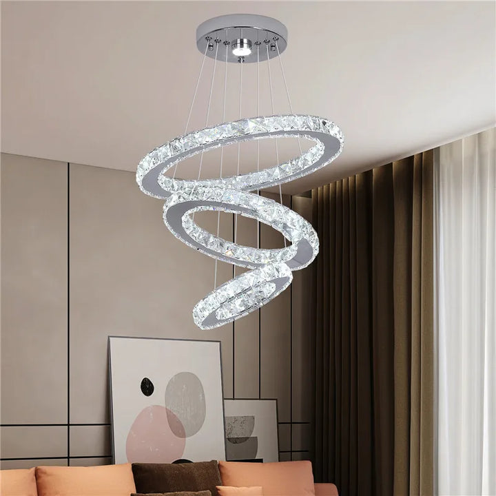 Modern Crystal LED Ring Chandelier | Lustre Ceiling Lamp Deco