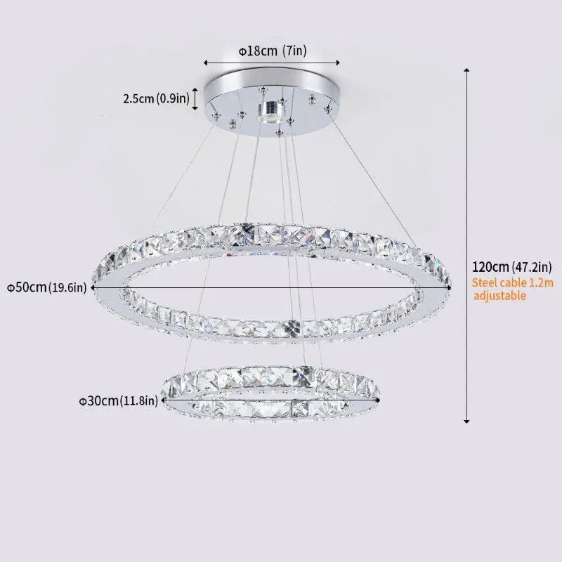 Modern Crystal LED Ring Chandelier | Lustre Ceiling Lamp Deco