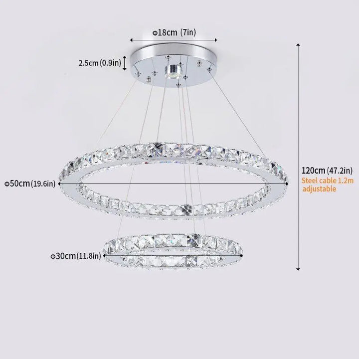 Modern Crystal LED Ring Chandelier | Lustre Ceiling Lamp Deco