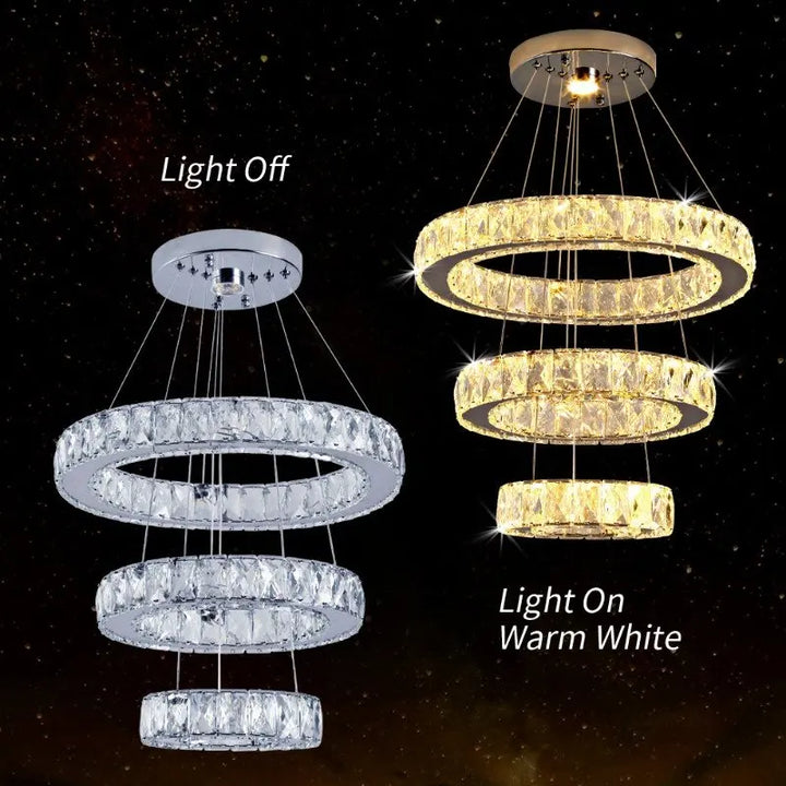 Modern Crystal LED Ring Chandelier | Lustre Ceiling Lamp Deco