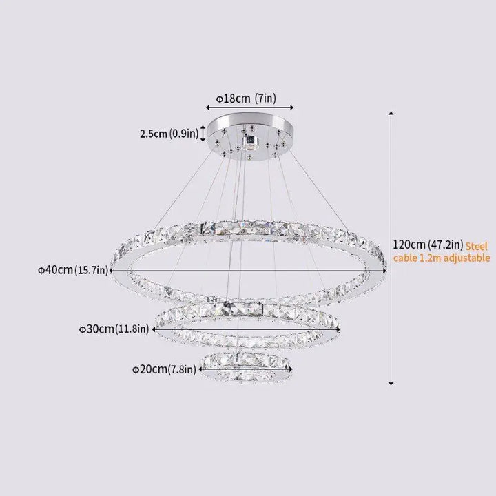 Modern Crystal LED Ring Chandelier | Lustre Ceiling Lamp Deco
