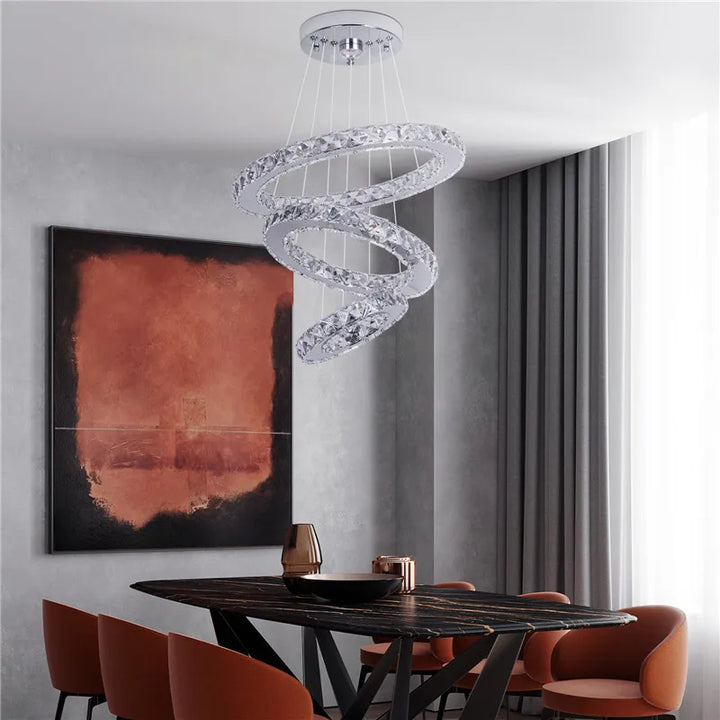 Modern Crystal LED Ring Chandelier | Lustre Ceiling Lamp Deco