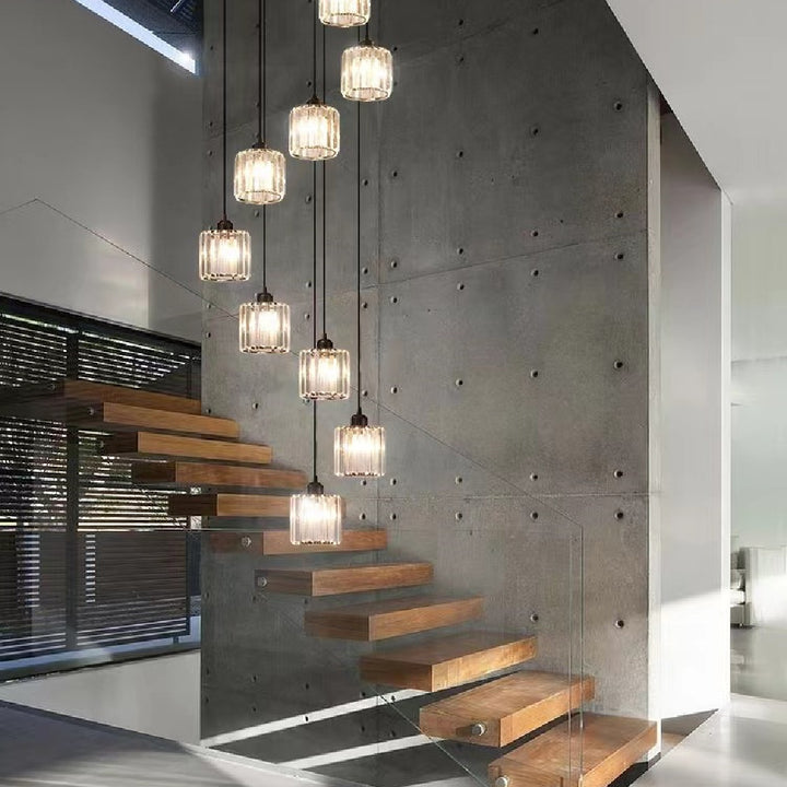 Modern Crystal Staircase Chandelier with Adjustable Height 6