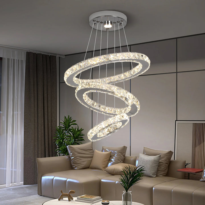 Modern Crystal LED Ring Chandelier | Lustre Ceiling Lamp Deco