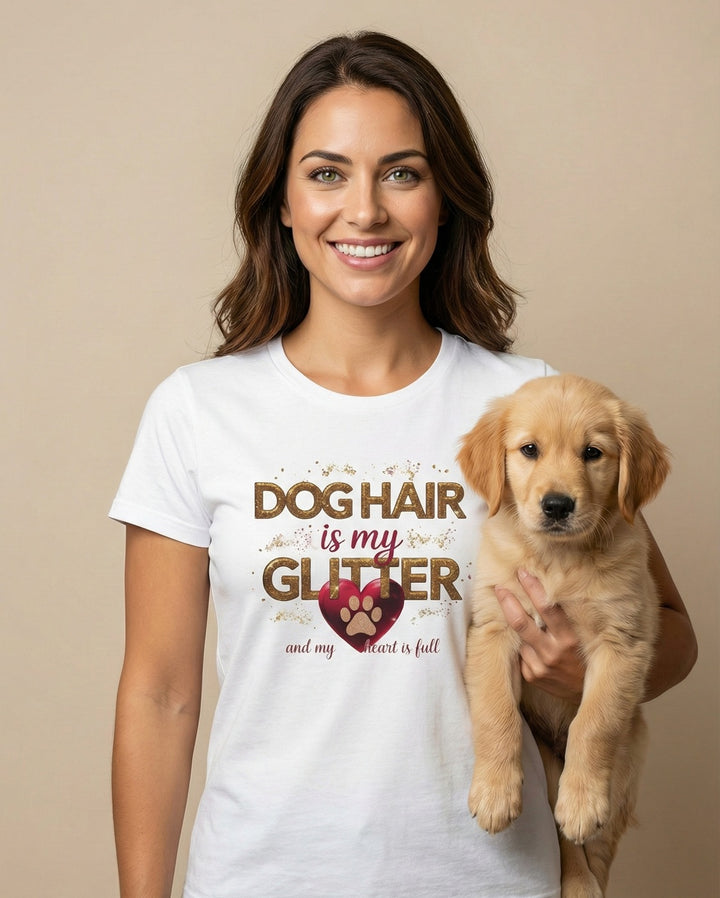 Camiseta "El pelo de perro es mi brillo": divertida camiseta para amantes de las mascotas, regalo unisex suave para mamás de perros.