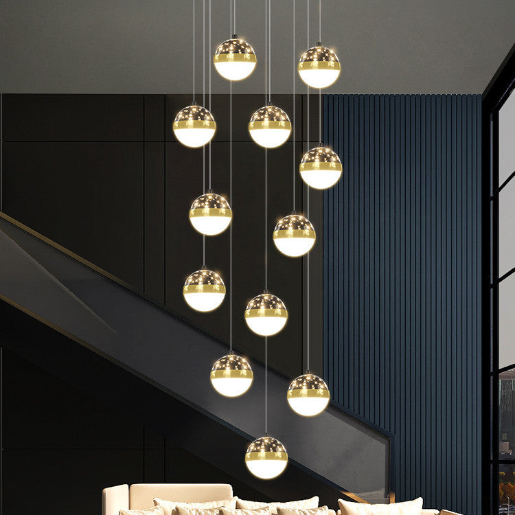 Nordic Luxury Villa Duplex Staircase Chandelier