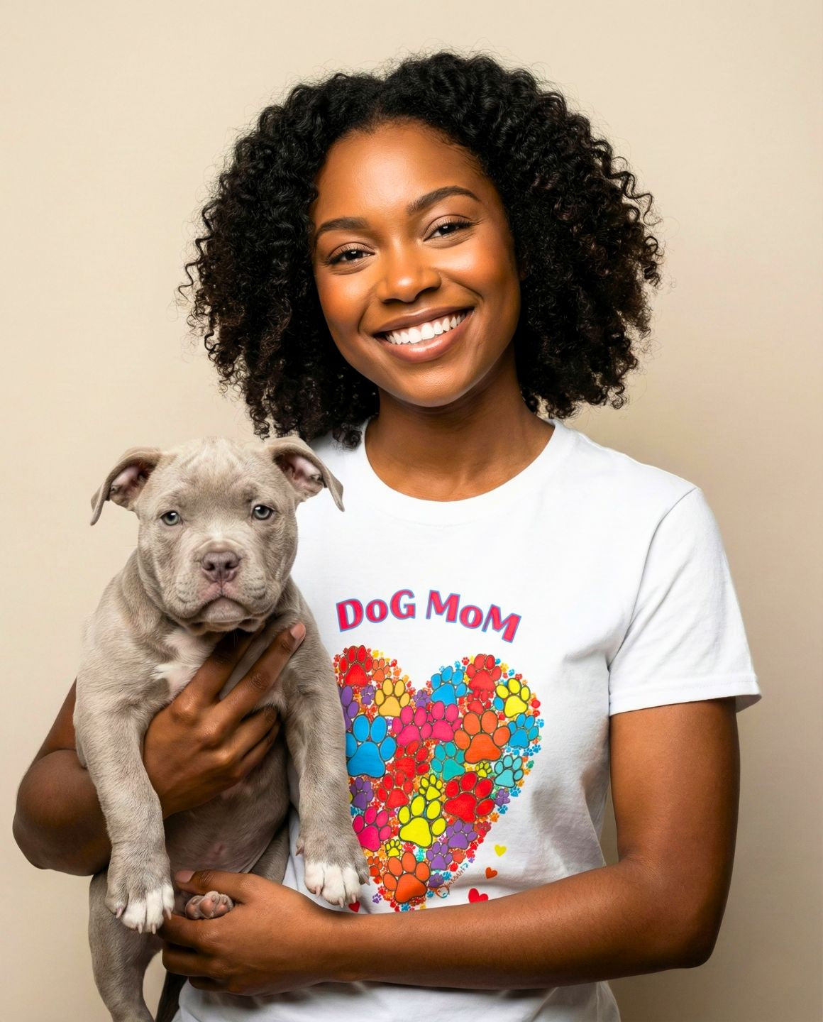 BrillasTU Colorful Paw Heart Dog Mom Softstyle Tee - Unisex Pet Shirt - brillasTU #