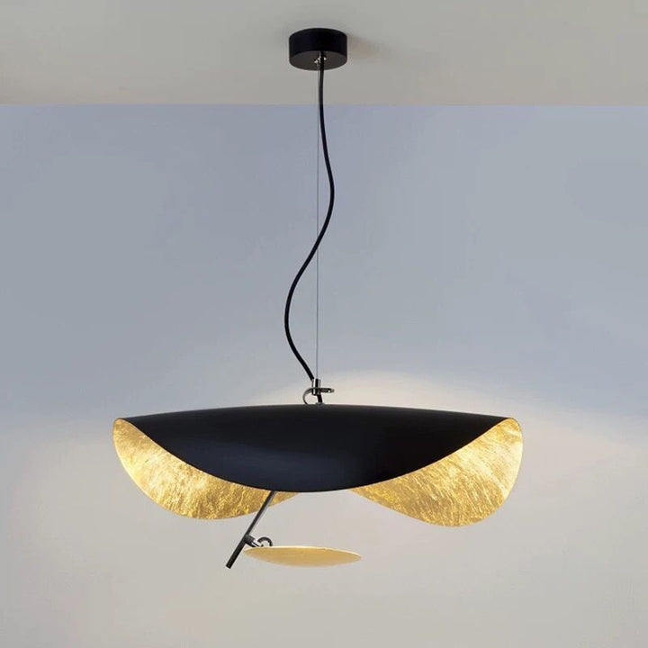 Elegant Black/White Gold Leaf LED Pendant Light for Modern Interiors