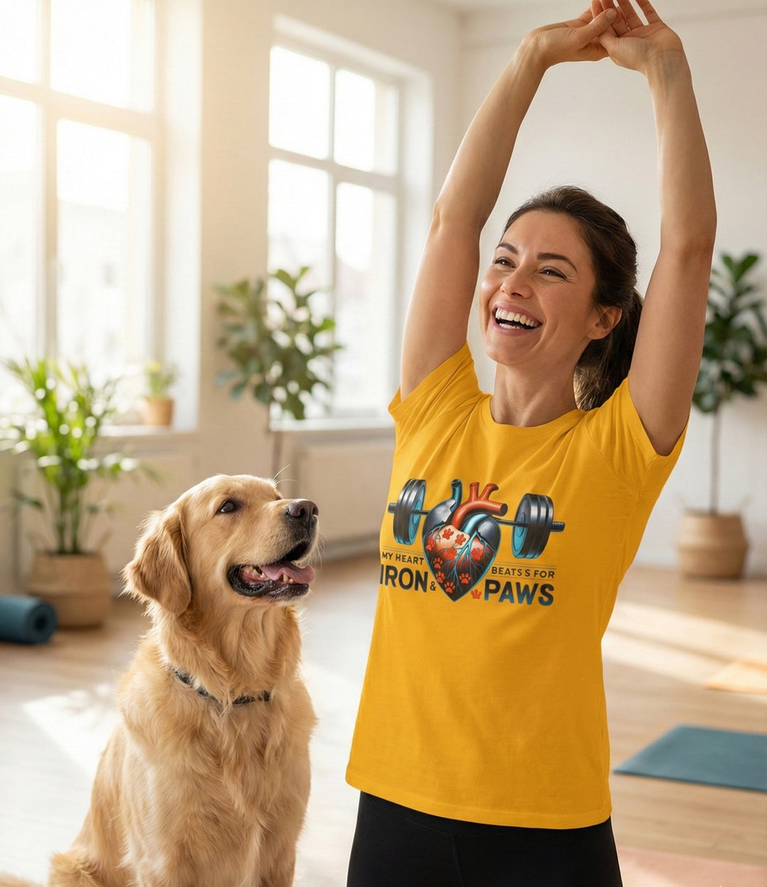 Iron & Paws Heartbeat T-Shirt, Gym Shirt, Pet Lover Gift, Fitness Apparel, Dog Owner Tee, Motivational Workout Wear