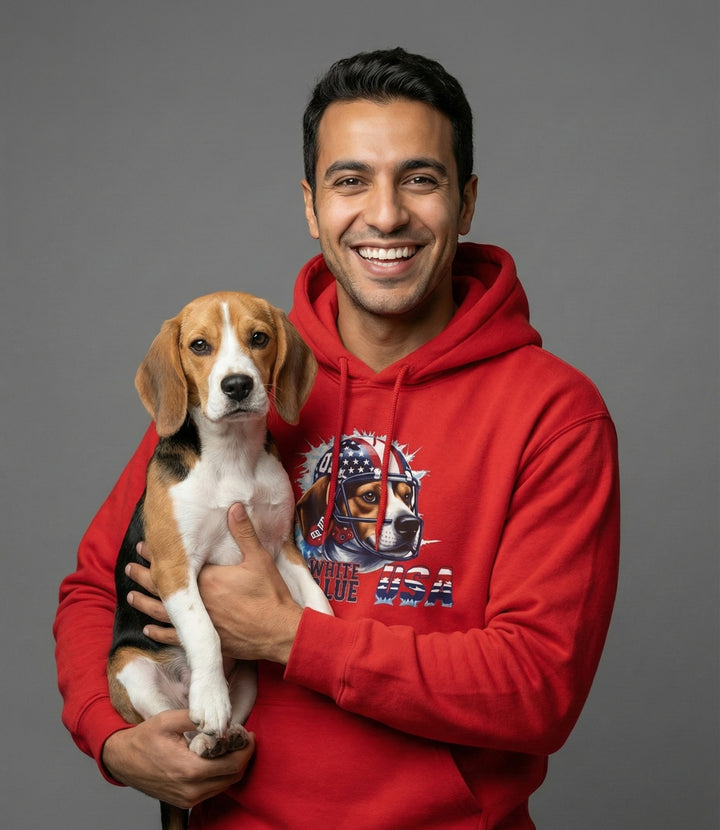 Sudadera con capucha All-American Beagle Patriot - Sudadera para amantes de los perros en rojo, blanco y azul